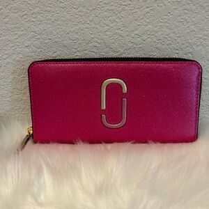 Marc Jacobs Fuchsia Wallet with Gold Accents